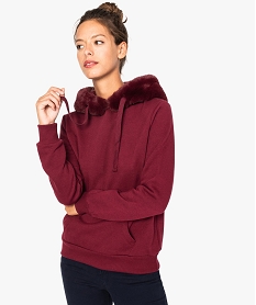 GEMO Sweat femme  molleton avec capuche Rouge