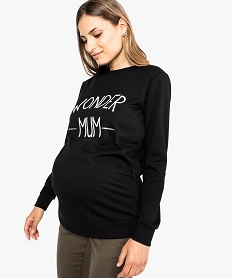 GEMO Sweat de grossesse en jersey bouclette imprimé noir standard