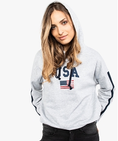 GEMO Sweat ample et court à capuche Gris