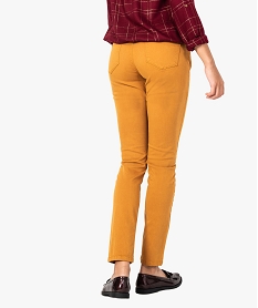 pantalon femme slim avec fausses poches zippees devant jaune pantalons8056501_3