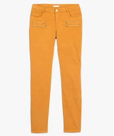 pantalon femme slim avec fausses poches zippees devant jaune8056501_4