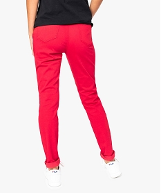 pantalon femme slim avec fausses poches zippees devant rouge pantalons8056601_3
