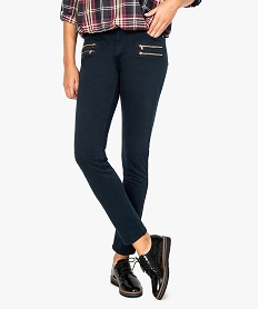 pantalon femme slim avec fausses poches zippees devant bleu8056801_1