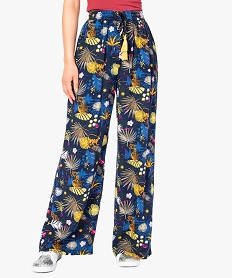 GEMO Pantalon large avec cordon à pompons Imprimé