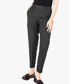 GEMO Pantalon à pinces à motif avec revers en bas de jambe gris standard