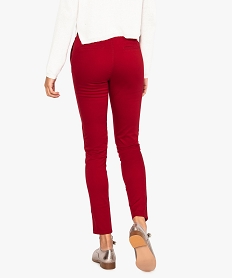 pantalon femme en toile coupe slim avec ceinture fine rouge pantalons8057501_3