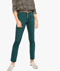 pantalon en toile avec fine ceinture pour femme vert8057701_1