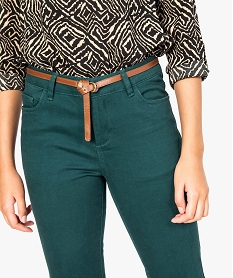 pantalon en toile avec fine ceinture pour femme vert pantalons8057701_2