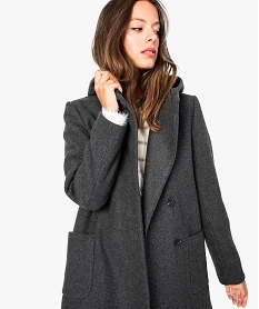 manteau femme duffle-coat a capuche et boutonnage asymetrique gris8058701_2