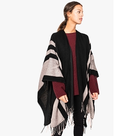 GEMO Cape femme à motifs finition franges Rose