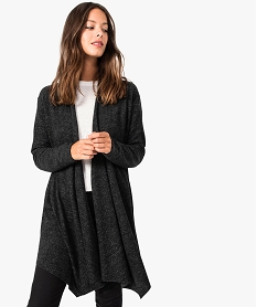 GEMO Gilet femme long chiné porté ouvert Gris