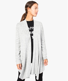 GEMO Gilet femme long chiné porté ouvert Gris