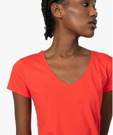 tee-shirt femme a manches courtes et col v orange8064701_2