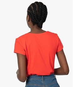 tee-shirt femme a manches courtes et col v orange8064701_3