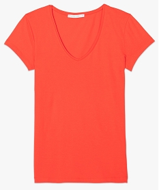 tee-shirt femme a manches courtes et col v orange8064701_4