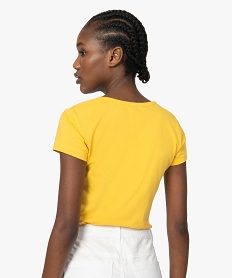 tee-shirt femme a manches courtes et col v jaune t-shirts manches courtes8064801_3