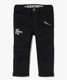 pantalon uni stretch avec zip decoratif - lulu castagnette noir8068201_1