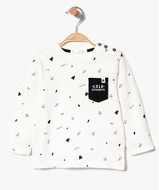 GEMO Tee-shirt manches longues à petits motifs - Lulu Castagnette blanc chine