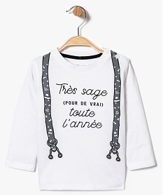 GEMO Tee-shirt manches longues avec imprimé fausses bretelles et message Blanc
