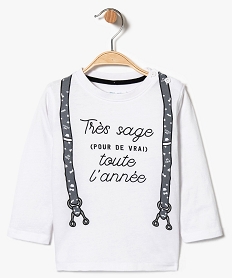 GEMO Tee-shirt manches longues avec imprimé fausses bretelles et message blanc standard