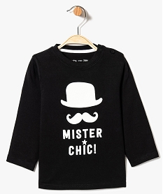 GEMO Tee-shirt manches longues imprimé chic noir standard