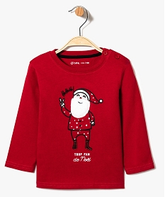 GEMO Tee-shirt imprimé Père Noël avec barbe douce Rouge