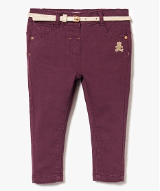 pantalon slim a ceinture pailletee - lulu castagnette violet8069601_1