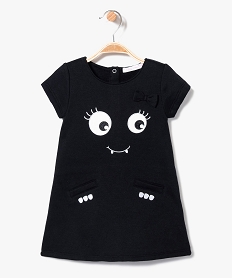GEMO Robe à manches courtes en molleton motif gentil monstre noir vif