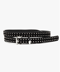 GEMO Ceinture fine à clous en velours Noir