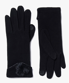 gants utilisable sur ecran tactile avec pompon noir8072701_2