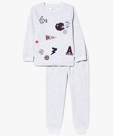 GEMO Ensemble de pyjama velours avec motifs à lavant Gris