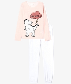 GEMO Ensemble de pyjama en velours motif dinosaure Rose