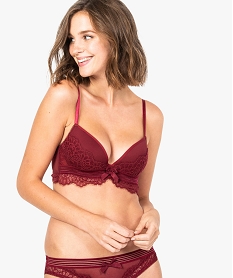 soutien-gorge push up tulle et dentelle rouge8076201_1