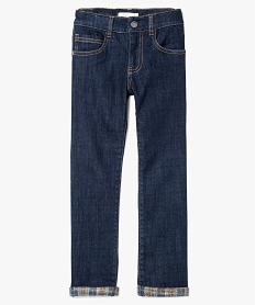 jean straight double motifs ecossais bleu jeans8077401_2