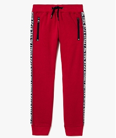 pantalon de jogging garcon avec bande imprimee sur les cotes rouge8077701_1