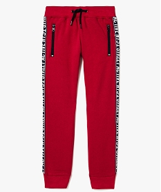 GEMO Pantalon de jogging garçon avec bande imprimée sur les côtés Rouge