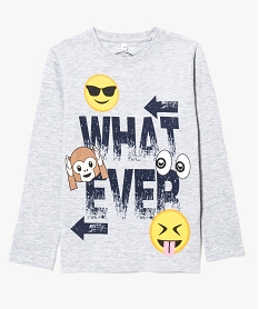 GEMO Tee-shirt manches longues imprimé - Emojis Gris