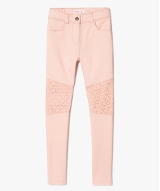 GEMO Jean slim fille avec empiècemens broderie anglaise Rose