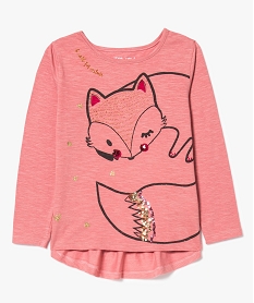 GEMO Tee-shirt asymétrique à basque avec imprimé et sequins Rose