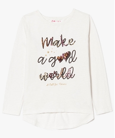 GEMO Tee-shirt asymétrique à basque avec imprimé et sequins Beige