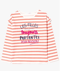 GEMO Tee-shirt à manches longues rayé avec inscription sur lavant Imprimé