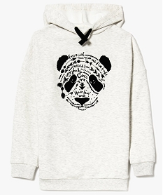 GEMO Sweat à capuche à imprimé et doublure velours blanc chine