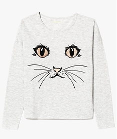tee-shirt fille imprime chat gris tee-shirts8084201_1