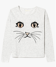 GEMO Tee-shirt fille imprimé chat Gris