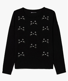 GEMO Tee-shirt fille imprimé chat noir standard