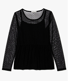 GEMO Blouse fille 2-en-1 en plumetis avec basque noir standard