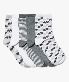 GEMO Lot de 5 paires de chaussettes motifs Gris