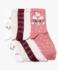 lot de 5 paires de chaussettes mi-hautes girly rose chaussettes8086401_1