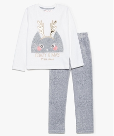 GEMO Pyjama fille en velours motif chat de Noël blanc chine