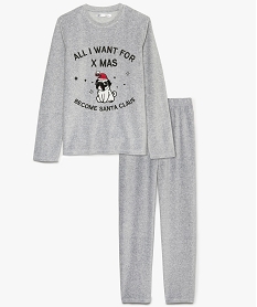 GEMO Pyjama garçon en velours motif Noël fantaisie Gris